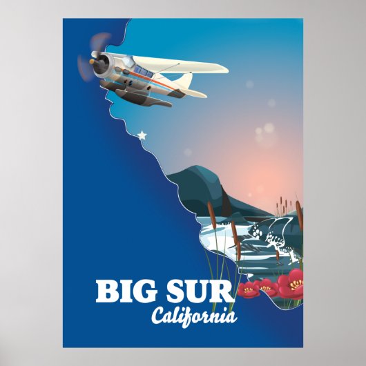 Big Sur Californië kaart Poster (Voorkant)