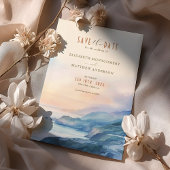 Big Sur Californië Sunset Waterverf Save the Date Kaart