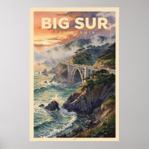 Big Sur Californië Vintage Reis Poster