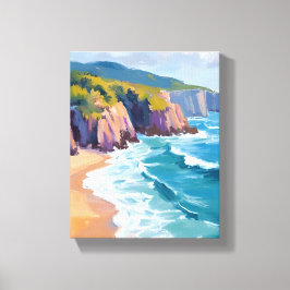 Big Sur, Californië Waterverf Coast Painting Canvas Afdruk