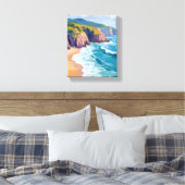 Big Sur, Californië Waterverf Coast Painting Canvas Afdruk (Insitu (Slaapkamer))