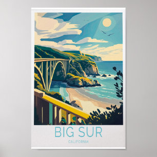 Big Sur Carmel Beach California Travel Poster, Gro Poster