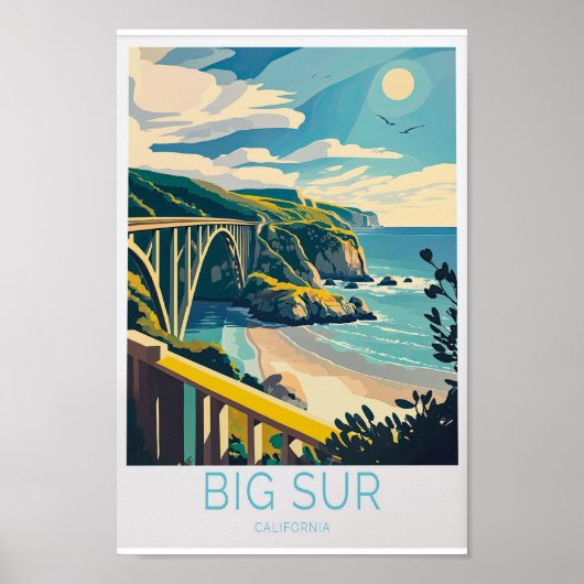 Big Sur Carmel Beach California Travel Poster, Gro Poster (Voorkant)