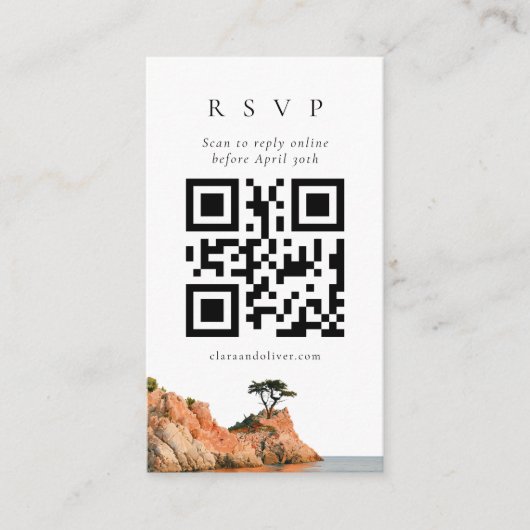Big Sur Cypress Coast Waterverf QR Code RSVP Kaart (Voorkant)
