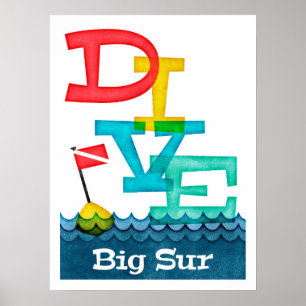 Big Sur Dive - Colorful Scuba Poster