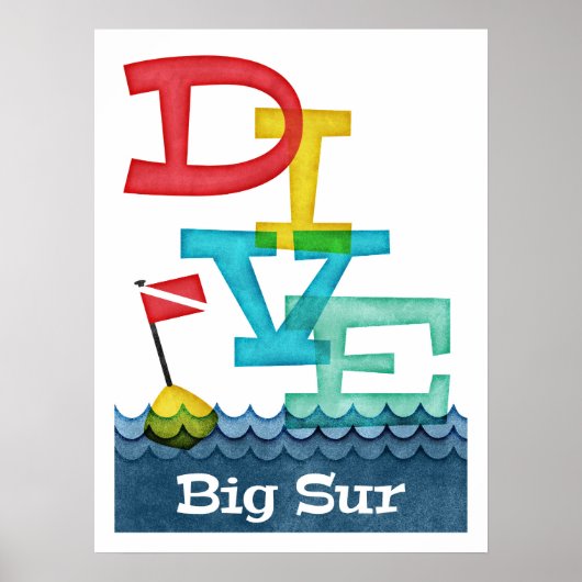 Big Sur Dive - Colorful Scuba Poster (Voorkant)