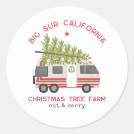 Big Sur Kerstboom Boerderij  RV Camper Ronde Sticker