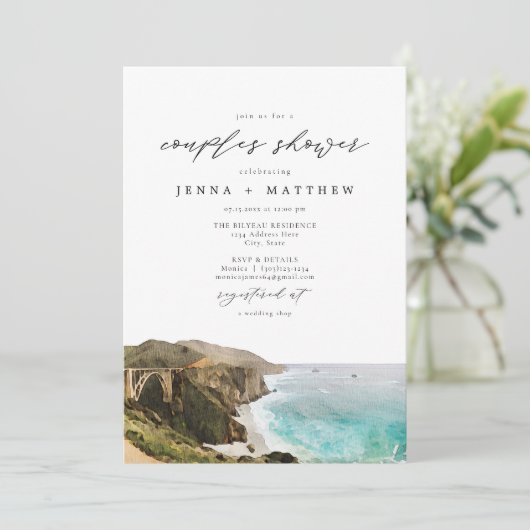 BIG SUR kustlijn Californië Koppels Douche Kaart (Staand voorkant)