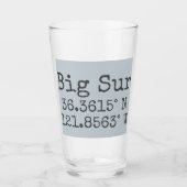 Big Sur Latitude en Lengtegraad Glas (Voorkant)