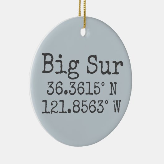 Big Sur Latitude en Lengtegraad Keramisch Ornament (Rechts)