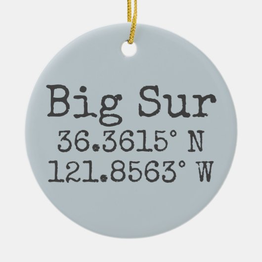 Big Sur Latitude en Lengtegraad Keramisch Ornament (Voorkant)