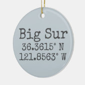 Big Sur Latitude en Lengtegraad Keramisch Ornament (Links)