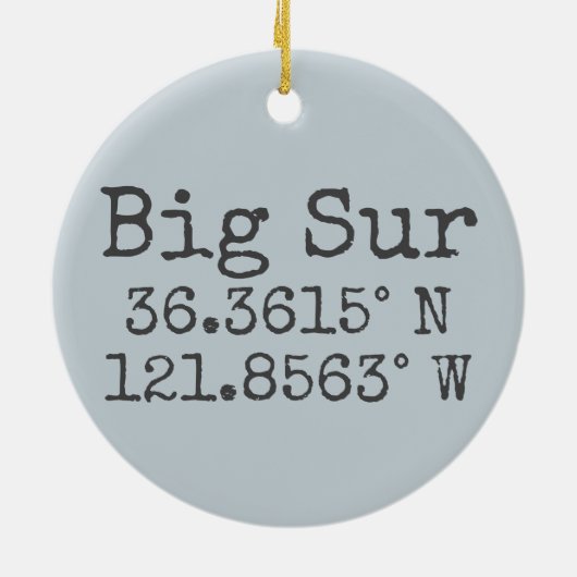 Big Sur Latitude en Lengtegraad Keramisch Ornament (Achterkant)