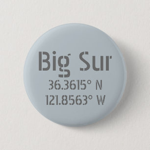Big Sur Latitude-lengtegraad Ronde Button 5,7 Cm