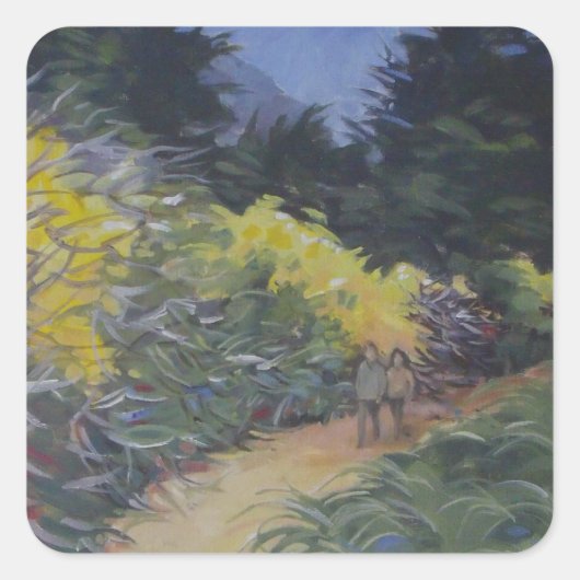 Big Sur Natuur Path Schilderachtig Bossen Californ Vierkante Sticker (Voorkant)