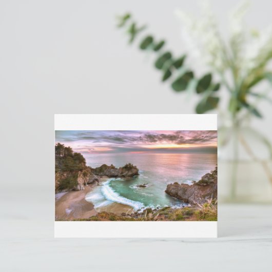 Big Sur Waterfall Sunset Briefkaart (Staand voorkant)