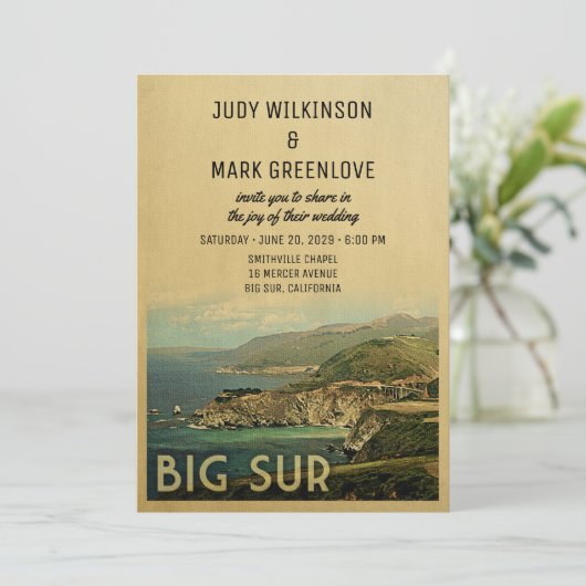 Big Sur Wedding Invitation  Middeleeuwen Kaart (Staand voorkant)