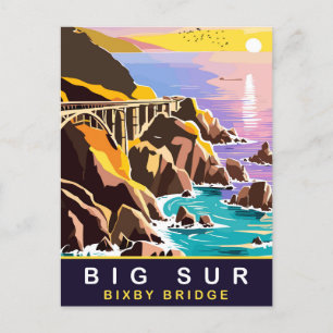 Big Sur, Zonsondergang op de Bixby Bridge, Reizen Briefkaart