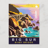 Big Sur, Zonsondergang op de Bixby Bridge, Reizen Briefkaart (Voorkant)
