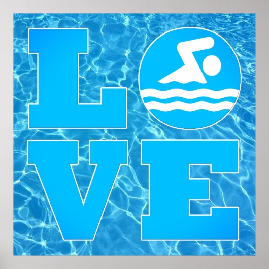 Big Swim LOVE Poster voor zwemmers en touringcars (Voorkant)