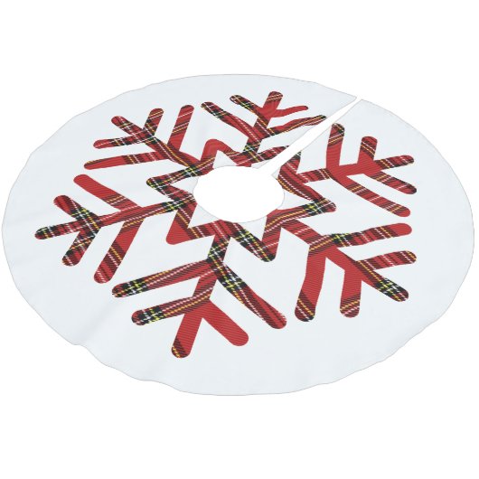 Big Tartan Snowflake Red en White Kerstboom Rok (Gekanteld)