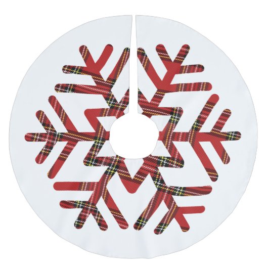 Big Tartan Snowflake Red en White Kerstboom Rok (Voorkant)