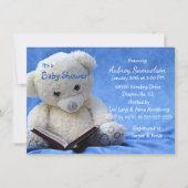 Big Teddy Bear leest de uitnodiging van de boekjes (Voorkant)