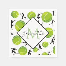 Big Tennis Balls & Player Silhouettes Athletic Fun