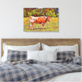 Big Texas Longhorn Koe Canvas Art Print (Insitu (Slaapkamer))