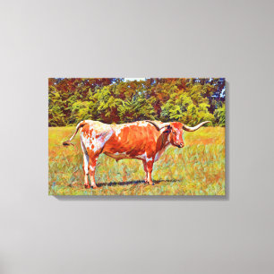 Big Texas Longhorn Koe Canvas Art Print