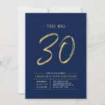 Big Thirty | Goud & Navy Blue 30e verjaardagsfeest Kaart<br><div class="desc">Vier uw speciale dag met deze eenvoudige stijlvolle 30e uitnodiging voor een verjaardagsfeestje. Dit ontwerp is voorzien van een penseelscript "The Big 30" met een strakke lay-out in een marine blauw & goud kleurencombinatie. Meer design en feestartikelen zijn verkrijgbaar bij mijn winkel BaraBomDesign.</div>