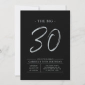 Big Thirty | Zilver & Zwart 30ste verjaardagsfeest Kaart (Voorkant)