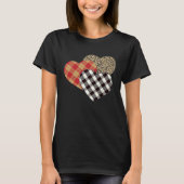 Big Three Hearts Leopard Buffalo Plaid  Valentine' T-shirt (Voorkant)