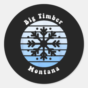 Big Timber Montana Sneeuwvlok Kerst Winter Soep Ronde Sticker