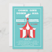 Big Top Carnival Birthday Party Turquoise | Rood Kaart (Voorkant)