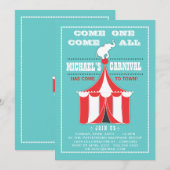 Big Top Carnival Birthday Party Turquoise | Rood Kaart (Voorkant / Achterkant)