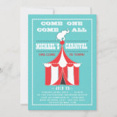 Big Top Carnival Birthday Party Turquoise | Rood Kaart (Voorkant)