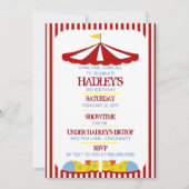 Big Top Circus Birthday Party Invitation Kaart (Voorkant)