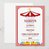 Big Top Circus Birthday Party Invitation Kaart (Voorkant / Achterkant)