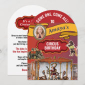 Big Top Circus Birthday Party Kaart (Voorkant / Achterkant)