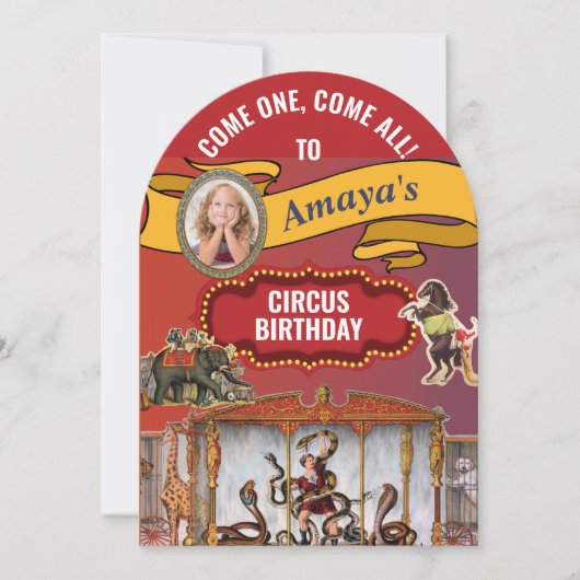 Big Top Circus Birthday Party Kaart (Voorkant)