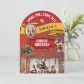 Big Top Circus Birthday Party Kaart (Staand voorkant)
