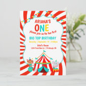 Big Top Circus Birthday Uitnodiging (Staand voorkant)
