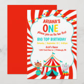 Big Top Circus Birthday Uitnodiging (Voorkant / Achterkant)