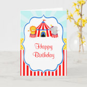 Big Top Circus Carnaval Verjaardag in Rode Verjaar Kaart (Gele Bloem)