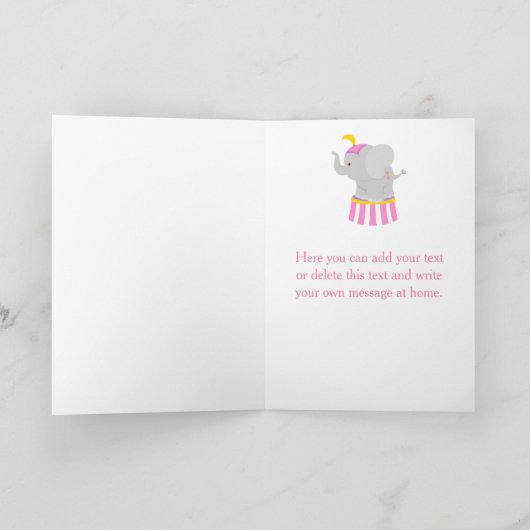 Big Top Circus Carnaval Verjaardag in Roze Verjaar Kaart (Binnen)