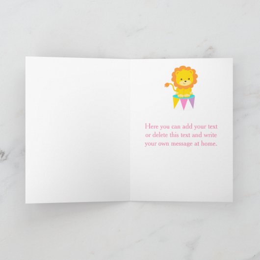 Big Top Circus Carnaval Verjaardag in Roze Verjaar Kaart (Binnen)