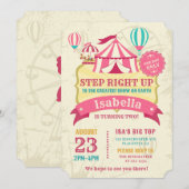 Big Top Circus Carnaval Verjaardag Meisje Party Ro Kaart (Voorkant / Achterkant)