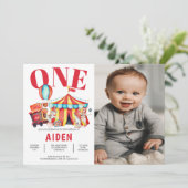 Big Top Circus Carnival 1e foto Birthday Kaart (Staand voorkant)