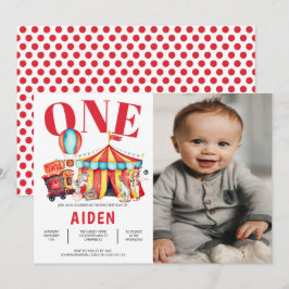 Big Top Circus Carnival 1e foto Birthday Kaart